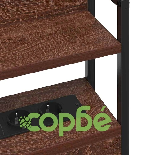 Табла за легло с рафтове и LED осветление - кафяв дъб 180 см инженерно дърво ➤ топ цена ➤ sorbe.bg