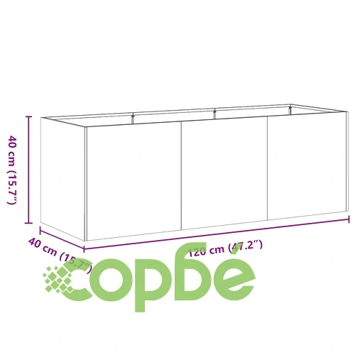 Кашпа от поцинкована стомана 120x40x40 см с отворено дъно ➤ топ цена ➤ sorbe.bg