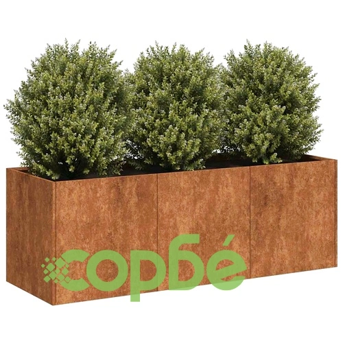 Кашпа от патинираща стомана с ръждив ефект, 120x40x40 см ➤ топ цена ➤ sorbe.bg