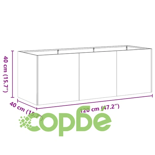 Кашпа от патинираща стомана с ръждив ефект, 120x40x40 см ➤ топ цена ➤ sorbe.bg