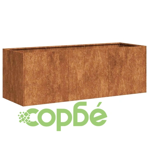 Кашпа от патинираща стомана с ръждив ефект, 120x40x40 см ➤ топ цена ➤ sorbe.bg