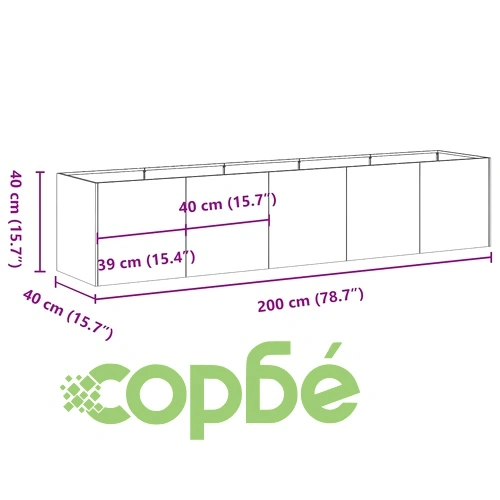 Кашпа от поцинкована стомана 200x40x40 см с отворено дъно ➤ топ цена ➤ sorbe.bg
