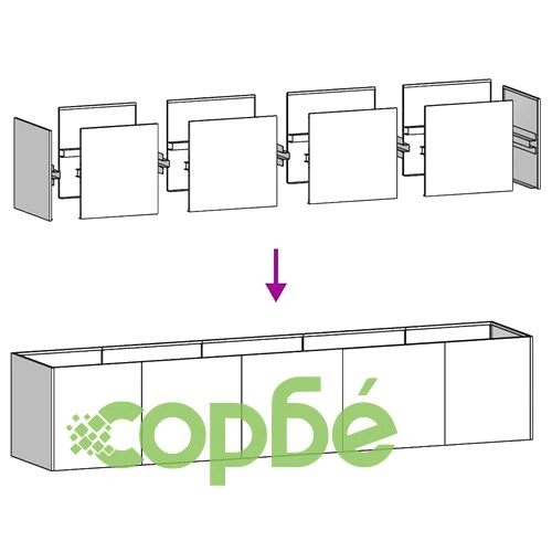Кашпа от поцинкована стомана 200x40x40 см с отворено дъно ➤ топ цена ➤ sorbe.bg
