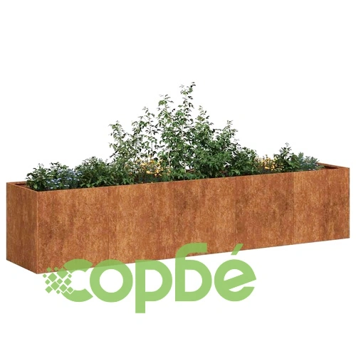Кашпа от патинираща стомана с ръждив ефект, 200x40x40 см ➤ топ цена ➤ sorbe.bg