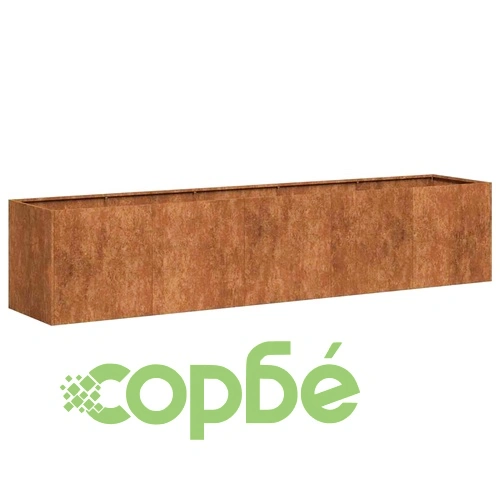 Кашпа от патинираща стомана с ръждив ефект, 200x40x40 см ➤ топ цена ➤ sorbe.bg