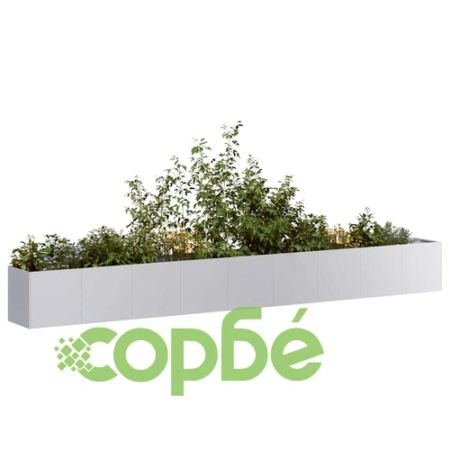 Кашпа от поцинкована стомана, 360x40x40 см, с отворено дъно ➤ топ цена ➤ sorbe.bg