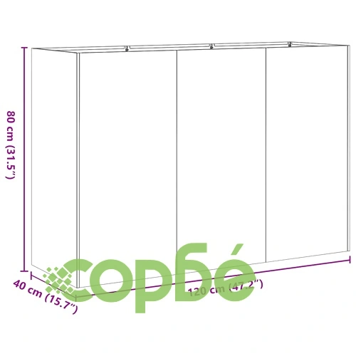 Градинска кашпа от студеновалцувана стомана, бяла, 120x40x80 см ➤ топ цена ➤ sorbe.bg