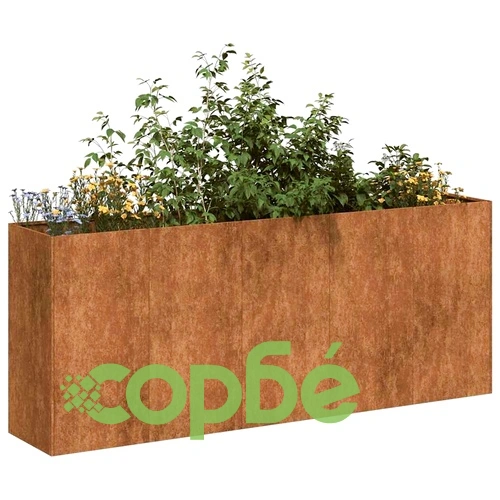 Кашпа от патинираща стомана с ръждив ефект, 200x40x80 см ➤ топ цена ➤ sorbe.bg