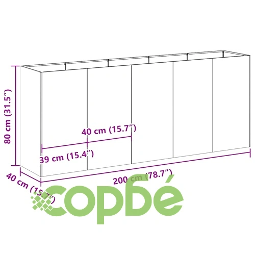 Кашпа от патинираща стомана с ръждив ефект, 200x40x80 см ➤ топ цена ➤ sorbe.bg