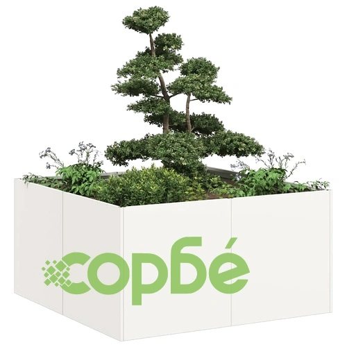 Кашпа от студеновалцувана стомана, бяла, 80x80x40 см ➤ топ цена ➤ sorbe.bg