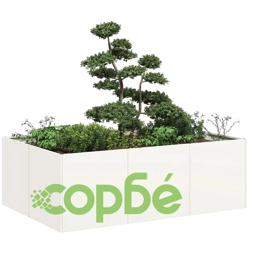 Стоманена градинска кашпа в бяло, 120x80x40 см, с отворено дъно ➤ топ цена ➤ sorbe.bg