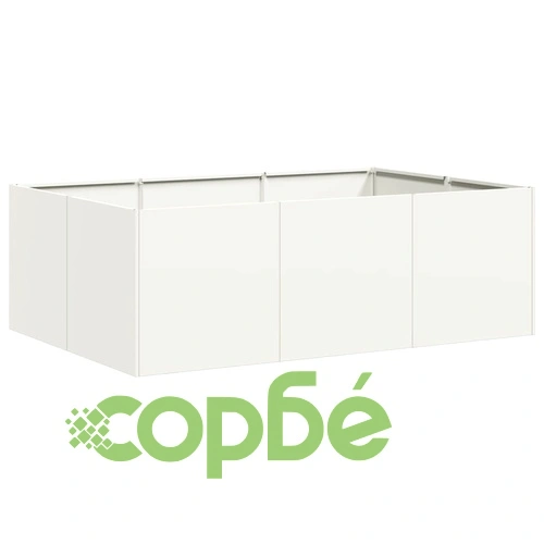 Стоманена градинска кашпа в бяло, 120x80x40 см, с отворено дъно ➤ топ цена ➤ sorbe.bg