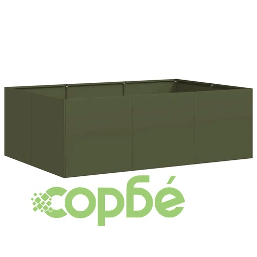 Стоманена градинска кашпа в маслиненозелено, 120x80x40 см ➤ топ цена ➤ sorbe.bg