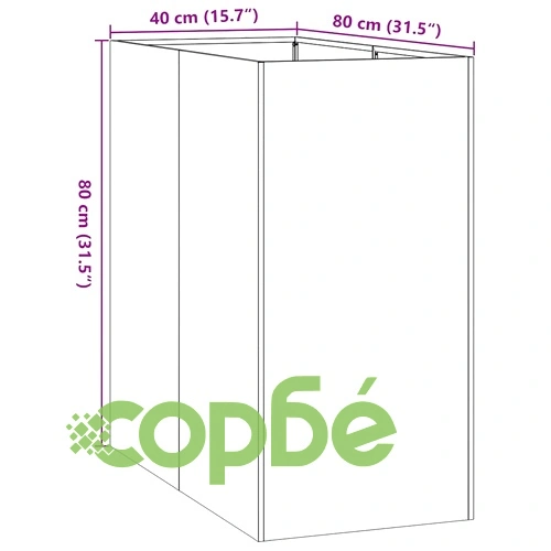 Стоманена градинска кашпа в черно, 40x80x80 см, с отворено дъно ➤ топ цена ➤ sorbe.bg