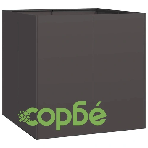 Стоманена градинска кашпа в черно, 80x80x80 см, с отворено дъно ➤ топ цена ➤ sorbe.bg