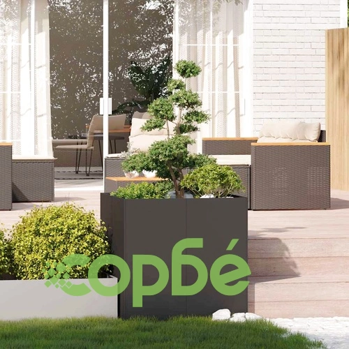 Стоманена градинска кашпа в черно, 80x80x80 см, с отворено дъно ➤ топ цена ➤ sorbe.bg
