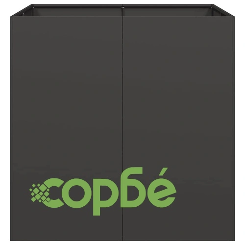 Стоманена градинска кашпа в черно, 80x80x80 см, с отворено дъно ➤ топ цена ➤ sorbe.bg