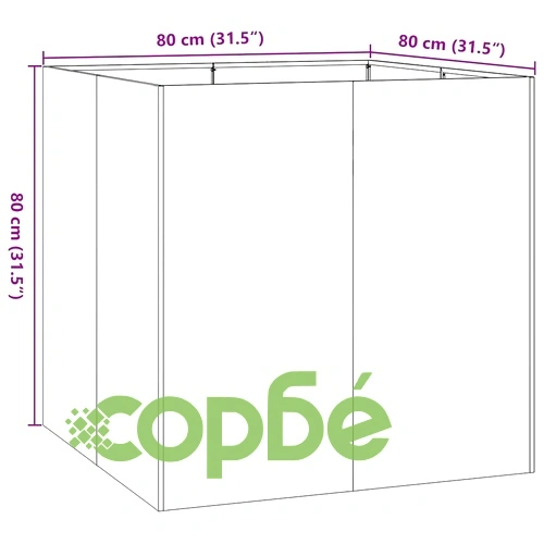 Метална Кашпа от Стомана, Маслиненозелена, 80x80x80 см ➤ топ цена ➤ sorbe.bg
