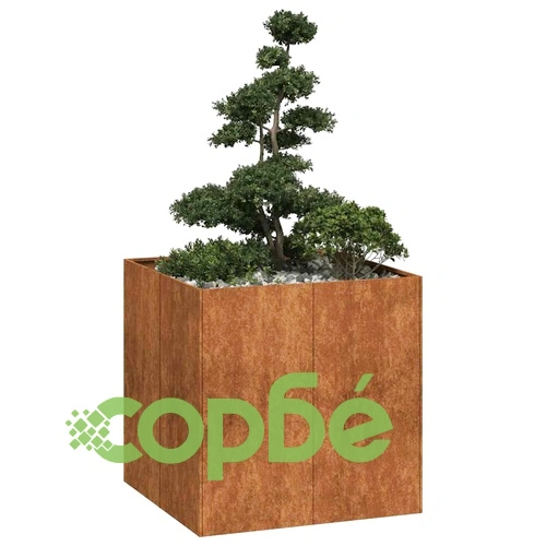 Кашпа от патинираща стомана с ръждив ефект, 80x80x80 см ➤ топ цена ➤ sorbe.bg