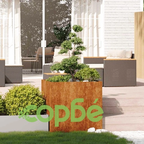 Кашпа от патинираща стомана с ръждив ефект, 80x80x80 см ➤ топ цена ➤ sorbe.bg