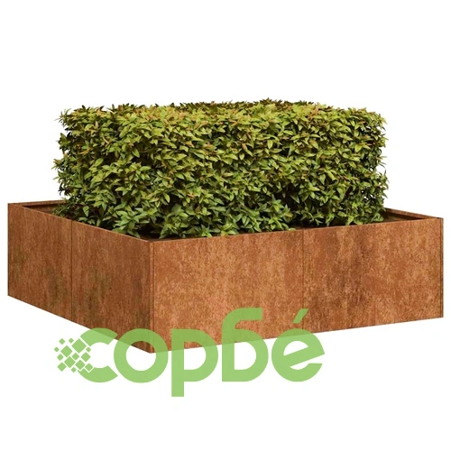 Кашпа от патинираща стомана с ръждив ефект, 100x100x30 см ➤ топ цена ➤ sorbe.bg