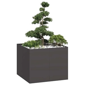 Кашпа от студено валцувана стомана, черна, 100x100x80 см