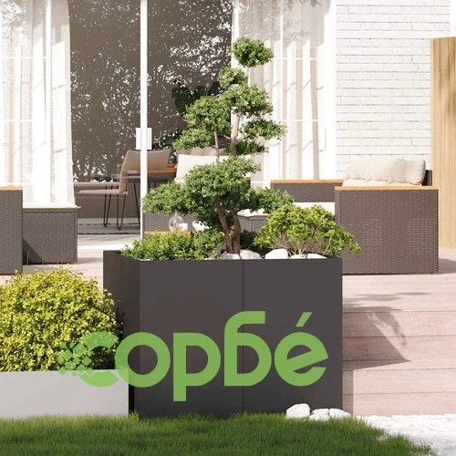 Кашпа от студено валцувана стомана, черна, 100x100x80 см ➤ топ цена ➤ sorbe.bg