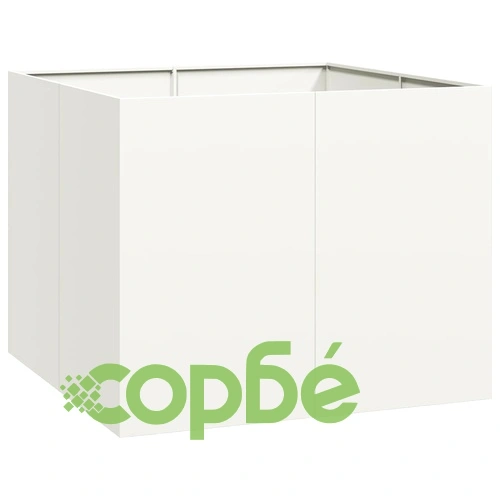 Метална Кашпа от Стомана в Бяло, 100x100x80 см, с Отворено Дъно ➤ топ цена ➤ sorbe.bg