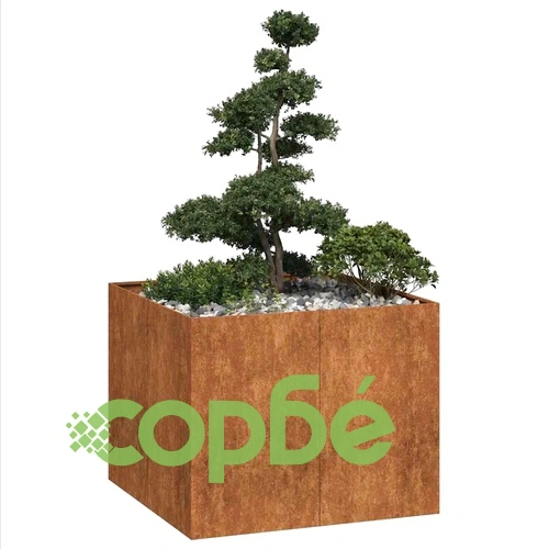 Кашпа от патинираща стомана с ръждив ефект, 100x100x80 см ➤ топ цена ➤ sorbe.bg