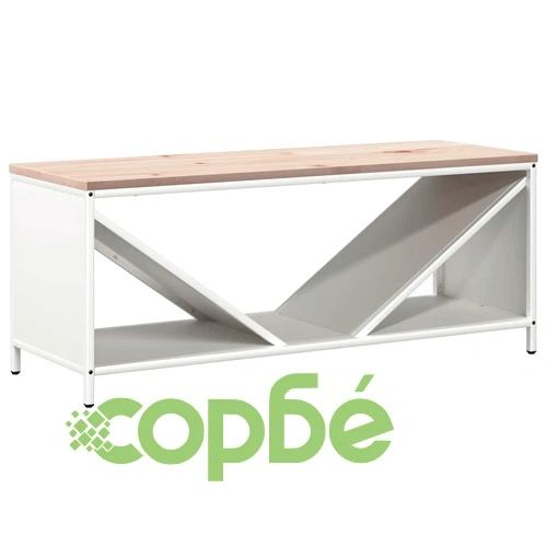 Стойка за дърва с дървен плот от студено валцувана стомана, бяла 100,5x35,5x40 см ➤ топ цена ➤ sorbe.bg