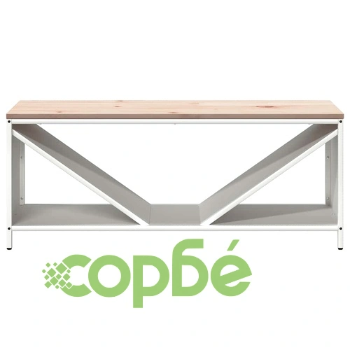 Стойка за дърва с дървен плот от студено валцувана стомана, бяла 100,5x35,5x40 см ➤ топ цена ➤ sorbe.bg