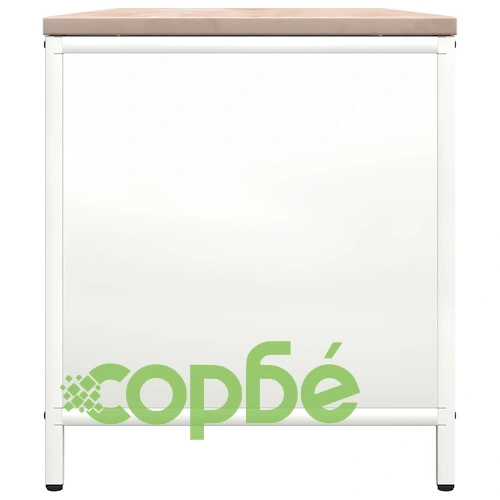 Стойка за дърва с дървен плот от студено валцувана стомана, бяла 100,5x35,5x40 см ➤ топ цена ➤ sorbe.bg