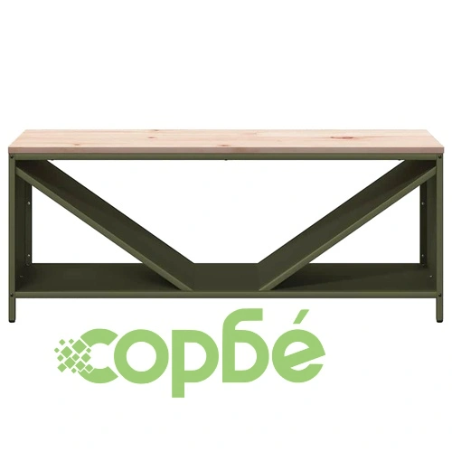 Стойка за дърва за огрев с дървена горна част, маслиненозелена, 100,5x35,5x40 см ➤ топ цена ➤ sorbe.bg