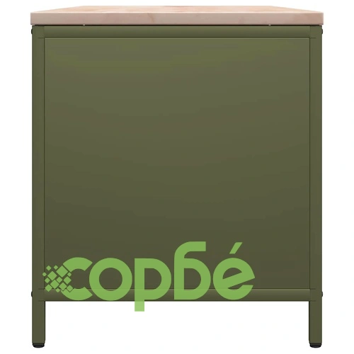 Стойка за дърва за огрев с дървена горна част, маслиненозелена, 100,5x35,5x40 см ➤ топ цена ➤ sorbe.bg