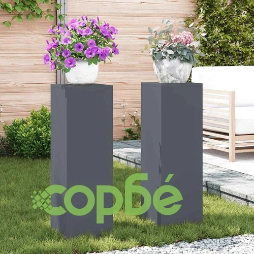 Стойки за растения 2 броя антрацит 24x24x75 см стомана за градина ➤ топ цена ➤ sorbe.bg