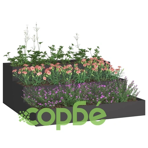 Градинска саксия от стомана черна 90x90x35 см с отворено дъно ➤ топ цена ➤ sorbe.bg