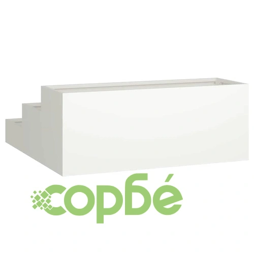 Градинска саксия 3-етажна 90x90x35 см бяла стомана ➤ топ цена ➤ sorbe.bg