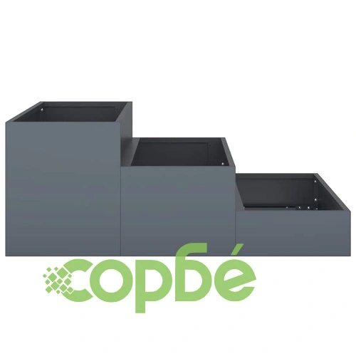 Градинска саксия на 3 нива Антрацит, стомана, 90 x 90 x 35 см ➤ топ цена ➤ sorbe.bg
