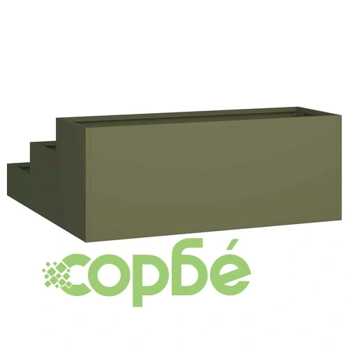 Градинска саксия 3-етажна 90x90x35 см маслиненозелена стомана ➤ топ цена ➤ sorbe.bg