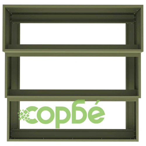 Градинска саксия 3-етажна 90x90x35 см маслиненозелена стомана ➤ топ цена ➤ sorbe.bg