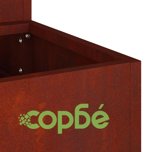 Градинска саксия на 3 нива Ръждиво 90 x 90 x 35 см Патинираща стомана ➤ топ цена ➤ sorbe.bg