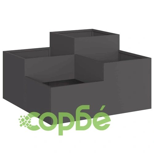 Градинска саксия от стомана 80x80x48 см черна за външна употреба ➤ топ цена ➤ sorbe.bg