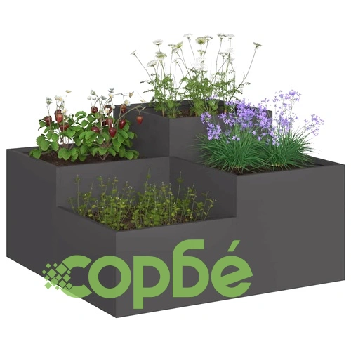 Градинска саксия от стомана 80x80x48 см черна за външна употреба ➤ топ цена ➤ sorbe.bg