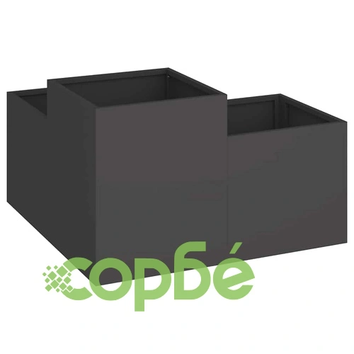 Градинска саксия от стомана 80x80x48 см черна за външна употреба ➤ топ цена ➤ sorbe.bg