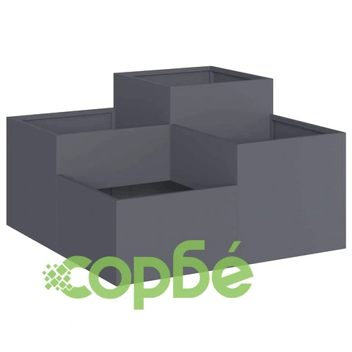 Градинска саксия от стомана 80x80x48 см - антрацит цвят ➤ топ цена ➤ sorbe.bg