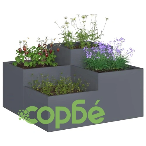 Градинска саксия от стомана 80x80x48 см - антрацит цвят ➤ топ цена ➤ sorbe.bg