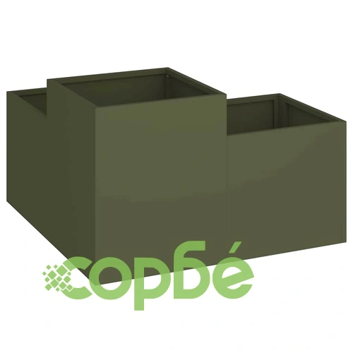 Градинска саксия от стомана 80x80x48 см маслиненозелена за външна употреба ➤ топ цена ➤ sorbe.bg