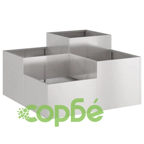 Градинска саксия от неръждаема стомана 80x80x48 см сребриста ➤ топ цена ➤ sorbe.bg