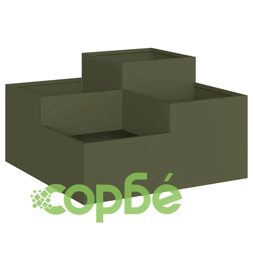 Градинска саксия от стомана 100x100x48 см маслиненозелена ➤ топ цена ➤ sorbe.bg