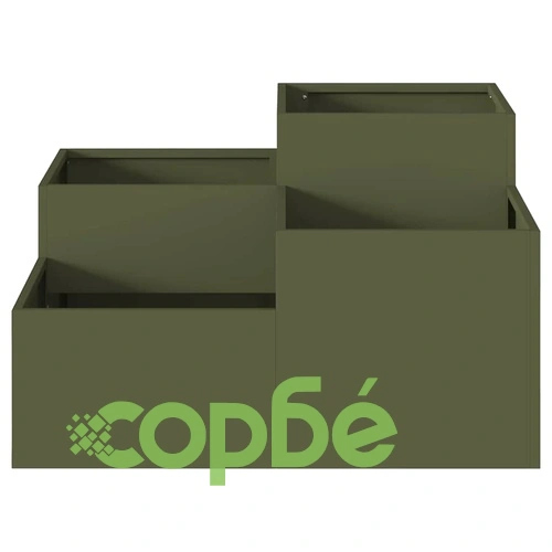 Градинска саксия от стомана 100x100x48 см маслиненозелена ➤ топ цена ➤ sorbe.bg